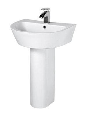 Karag Sorento Επιτοίχιος Νιπτήρας με Κολόνα Πορσελάνης 61x49cm Λευκός