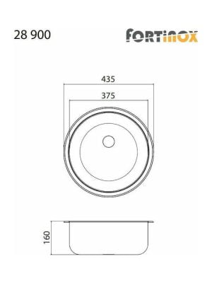 Fortinox Valley 28900 Υποκαθήμενος Νεροχύτης Inox Σατινέ Μ43.5xΠ43.5cm Ασημί