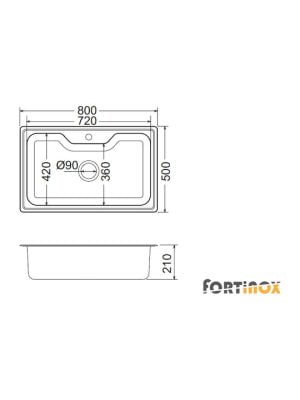 Fortinox Arena 22080 Ένθετος Νεροχύτης Inox Σαγρέ Μ80xΠ50cm Ασημί