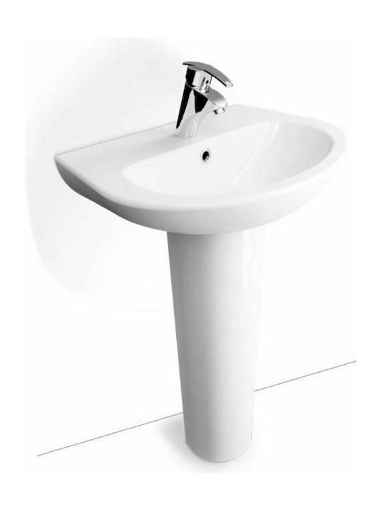 Serel Friendly Επιτοίχιος Νιπτήρας με Κολόνα Πορσελάνης 55x40cm Λευκός