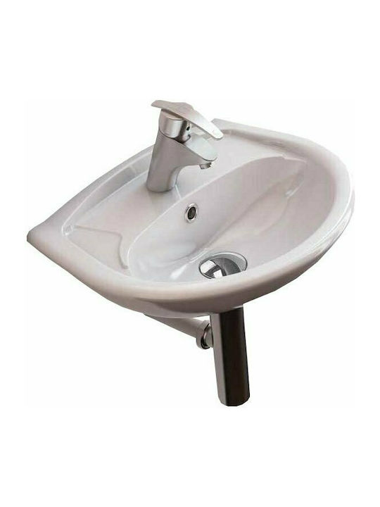 Serel 2741 Επιτοίχιος Κρεμαστός Νιπτήρας Πορσελάνης 45x35cm Λευκός