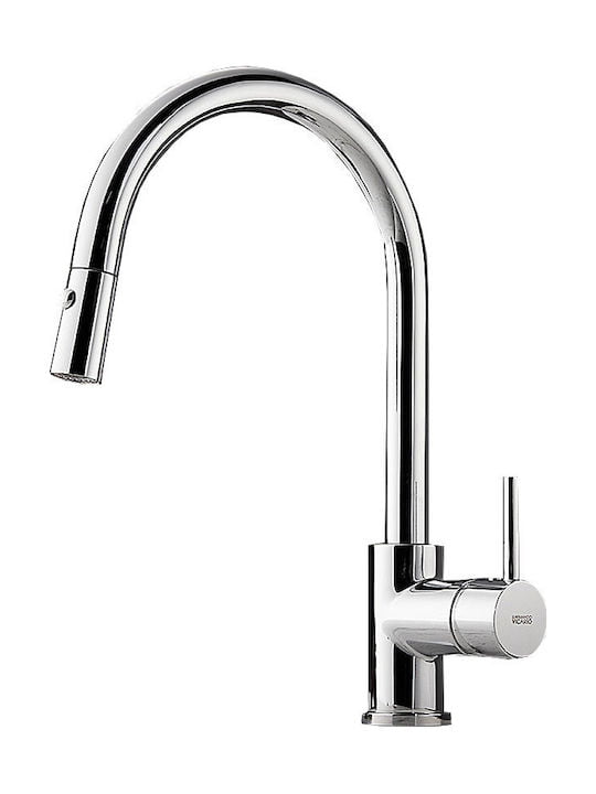 Carron Phoenix Fluo 18780 Ψηλή Μπαταρία Κουζίνας Πάγκου με Ντουζ και Σπιράλ Chrome