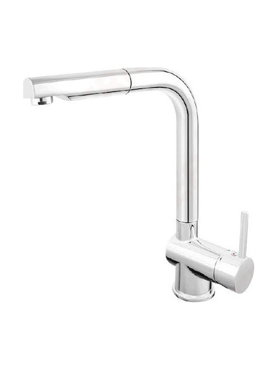 Ferro Toledo Ψηλή Μπαταρία Κουζίνας Πάγκου με Ντουζ Ασημί