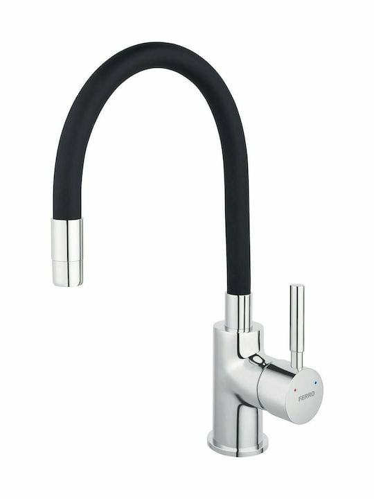 Ferro Zumba Ψηλή Σπαστή Μπαταρία Κουζίνας Πάγκου Μαύρη