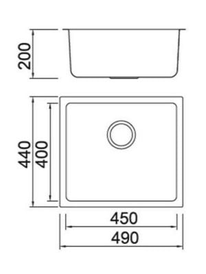 Karag BL 794 Υποκαθήμενος Νεροχύτης Inox Σατινέ Μ49xΠ44cm Ασημί