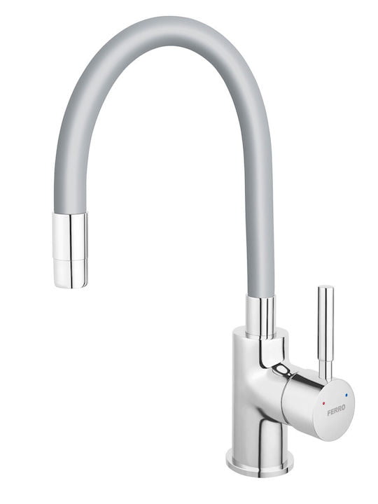 Ferro Zumba Ψηλή Σπαστή Μπαταρία Κουζίνας Πάγκου Γκρι