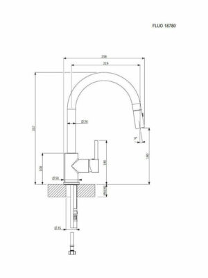 Carron Phoenix Fluo 18780 Ψηλή Μπαταρία Κουζίνας Πάγκου με Ντουζ και Σπιράλ Chrome