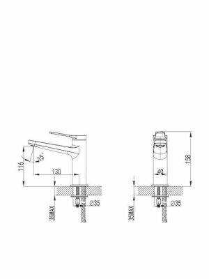 Karag Andare Nero Αναμεικτική Μπαταρία Νιπτήρα Μαύρη