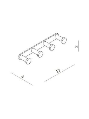 Langberger Series 280 Άγκιστρο Μπάνιου 4 Θέσεων με Βίδες Ασημί