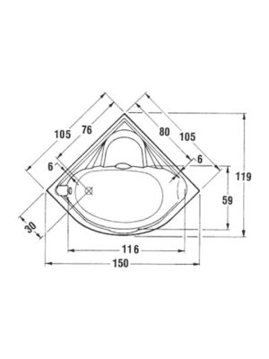 Sanitec Samantha Γωνιακή Μπανιέρα Ακρυλική 105x105cm