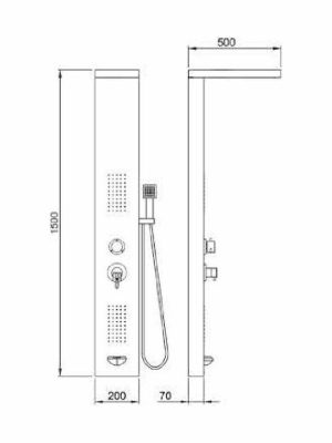 Tema 53100-1 Στήλη Υδρομασάζ 150cm Black Matt