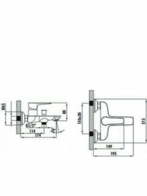 Tema Roma 61031-1 Αναμεικτική Μπαταρία Μπανιέρας Ασημί
