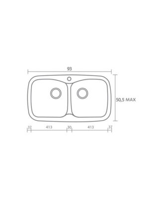 Sanitec Classic Ένθετος Νεροχύτης από Συνθετικό Γρανίτη Μ93xΠ51cm