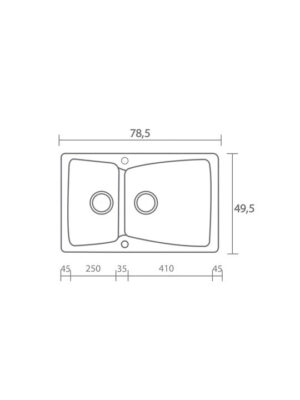 Sanitec Classic Ένθετος Νεροχύτης από Συνθετικό Γρανίτη Μ79xΠ50cm