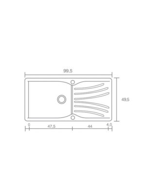 Sanitec Classic Ένθετος Νεροχύτης από Συνθετικό Γρανίτη Μ100xΠ50cm