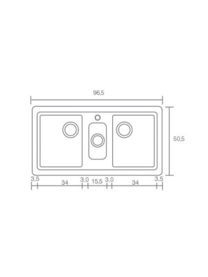 Sanitec Classic Ένθετος Νεροχύτης από Συνθετικό Γρανίτη Μ100xΠ50cm