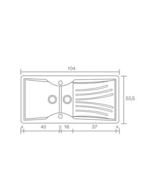 Sanitec Classic Ένθετος Νεροχύτης από Συνθετικό Γρανίτη Μ104xΠ51cm