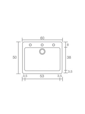 Sanitec Classic Ένθετος Νεροχύτης από Συνθετικό Γρανίτη Μ60xΠ50cm