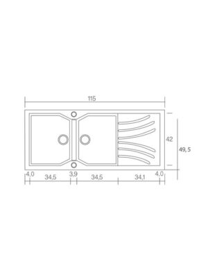 Sanitec Classic Ένθετος Νεροχύτης από Συνθετικό Γρανίτη Μ115xΠ50cm