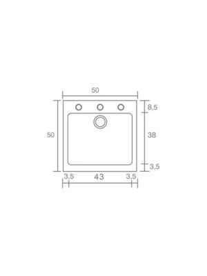 Sanitec Classic Ένθετος Νεροχύτης από Συνθετικό Γρανίτη Μ50xΠ50cm