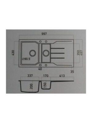 Sanitec Ultra Granite Ένθετος Νεροχύτης από Συνθετικό Γρανίτη Μ100xΠ50cm Bianco