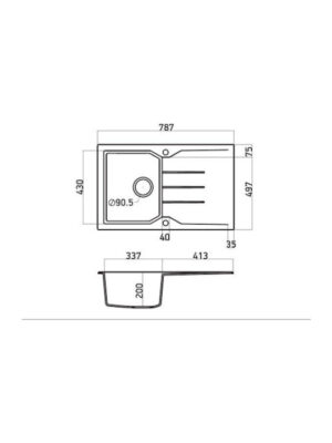 Sanitec Ultra Granite Ένθετος Νεροχύτης από Συνθετικό Γρανίτη Μ79xΠ50cm