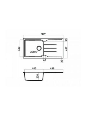 Sanitec Ultra Granite Ένθετος Νεροχύτης από Συνθετικό Γρανίτη Μ60xΠ50cm