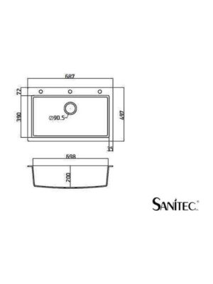 Νεροχύτης κουζίνας από φυσικό ορυκτό γρανίτη & συνθετικές ρητίνες. Δημοφιλής σχεδιασμός με 1 άνετη γούρνα & περιθώριο για τοποθέτηση dispenser.