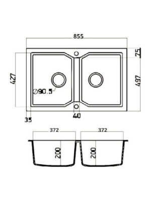 Νεροχύτης κουζίνας από φυσικό ορυκτό γρανίτη & συνθετικές ρητίνες Αντιμυκητιακό υλικό Πολύ σκληρό και συμπαγές σώμα.