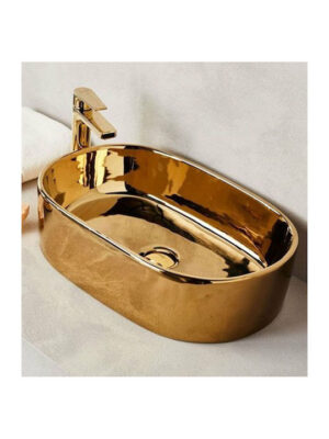 Οβάλ νιπτήρας μπάνιου Corona της εταιρείας Tema, κατασκευασμένος από πορσελάνη. Η πορσελάνη είναι ένα υλικό υψηλής υγιεινής, διότι είναι ελάχιστα πορώδης και δεν επιτρέπει στα μικρόβια να εισχωρήσουν. Επίσης καθαρίζεται πολύ εύκολα.