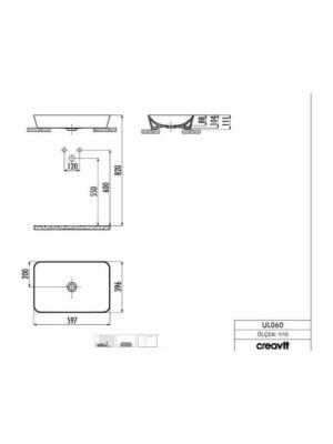 Ορθογώνιος νιπτήρας μπάνιου Ultra της εταιρείας Creavit, κατασκευασμένος από πορσελάνη. Η πορσελάνη είναι ένα υλικό υψηλής υγιεινής, διότι είναι ελάχιστα πορώδης και δεν επιτρέπει στα μικρόβια να εισχωρήσουν. Επίσης καθαρίζεται πολύ εύκολα.