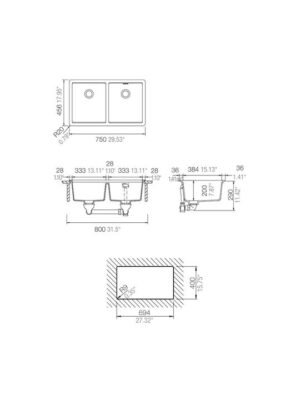 Schock Cristalite Manhattan Υποκαθήμενος Νεροχύτης από Συνθετικό Γρανίτη Μ75xΠ45.6cm Concrete Beton