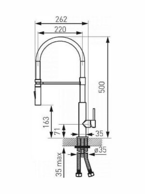 Ferro Libretto BLE4B Μπαταρία Κουζίνας Πάγκου με Ντουζ Μαύρη