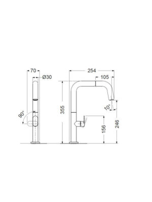 Armando Vicario Eva Μπαταρία Κουζίνας Πάγκου με Ντουζ Chrome