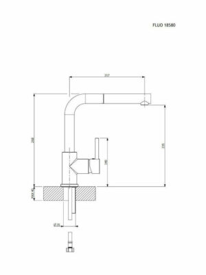 Armando Vicario Fluo 18580 Ψηλή Μπαταρία Κουζίνας Πάγκου με Ντουζ Chrome