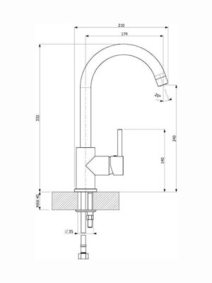 Carron Phoenix Fluo 18710 Μπαταρία Κουζίνας Πάγκου Chrome