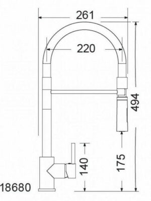 Carron Phoenix Fluo 18680 Μπαταρία Κουζίνας Πάγκου με Ντουζ Chrome