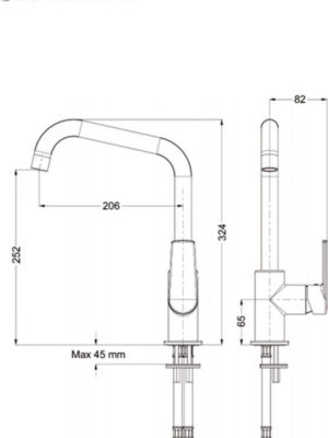 Eurorama Klint Ψηλή Μπαταρία Κουζίνας Πάγκου Ασημί