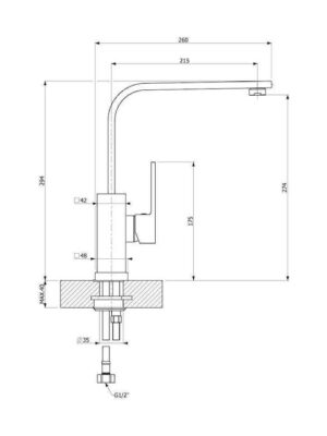 Carron Phoenix Kubo 35510 Ψηλή Μπαταρία Κουζίνας Πάγκου Chrome