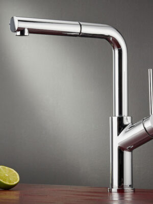 Carron Phoenix Piza 22580 Ψηλή Μπαταρία Κουζίνας Πάγκου με Ντουζ και Σπιράλ Chrome