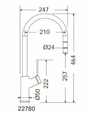 Carron Phoenix Piza 22780 Ψηλή Μπαταρία Κουζίνας Πάγκου με Ντουζ Chrome