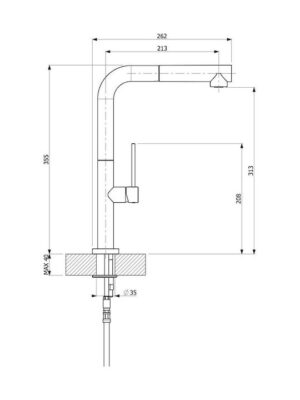 Carron Phoenix Tozo 48580 Ψηλή Μπαταρία Κουζίνας Πάγκου με Ντουζ Chrome