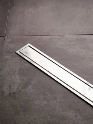 Tema Ανοξείδωτο Κανάλι Δαπέδου με Έξοδο 40χιλ. και Μήκος 80εκ. Ασημί