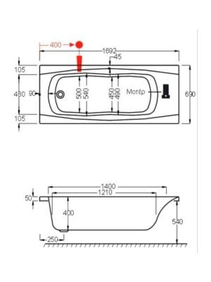 Carron Bathrooms Imperial Μπανιέρα Ακρυλική 170x70cm