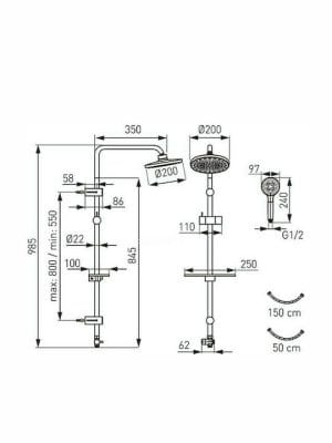 Ferro Rondo LUX Στήλη Ντουζ 98.5cm Black