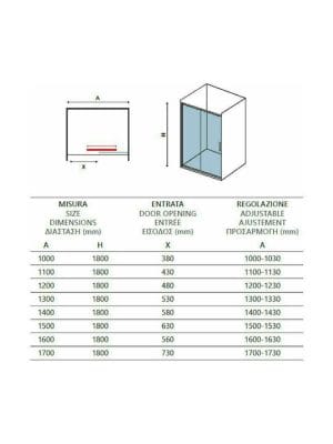 Karag New Flora 500 Διαχωριστικό Ντουζιέρας με Συρόμενη Πόρτα 120x180cm Clear Glass