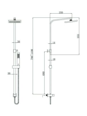 Karag New Rosa Katia Ρυθμιζόμενη Στήλη Ντουζ 79-119 cm