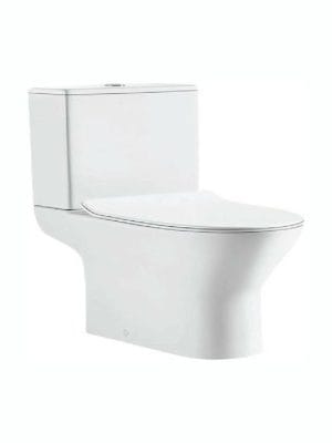 Tema Tonic 60cm Λεκάνη Δαπέδου Rimless με Καζανάκι με Slim Κάλυμμα Thermoplast Soft Close Λευκή