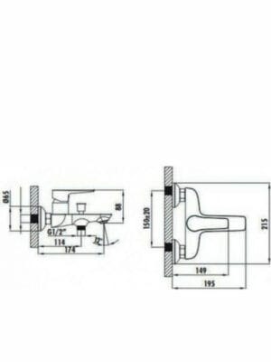 Tema Roma 61031-1 Αναμεικτική Μπαταρία Μπανιέρας Ασημί