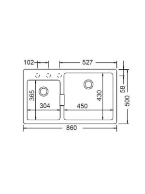 Schock Cristadur Mono 15290-1302 Ένθετος Νεροχύτης από Συνθετικό Γρανίτη Μ86xΠ50cm Silverstone